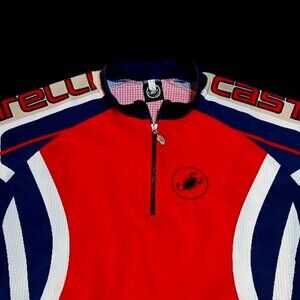 Castelli Men's Scorpion Red/White/Navy 1/4 Zip Short Sleeve Cycling Jersey